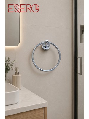 Esero Paslanmaz Çelik Havluluk Halka Duvar Tipi Banyo Havlu Askılığı Krom