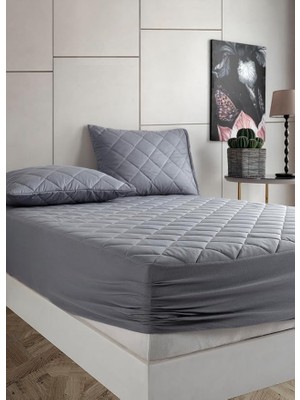 Yatak Koruyucu Alez Kapitone Gri RENK%100 Pamuk Fitted Alez Çarşaf 160 x 200