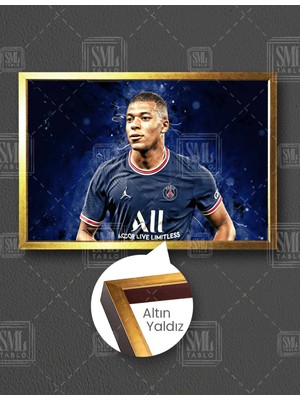 SML Tablo Kylian Mbappe Paris Saint Germain Psg Futbol Taraftar Yatay Çerçeveli Kanvas Tablo