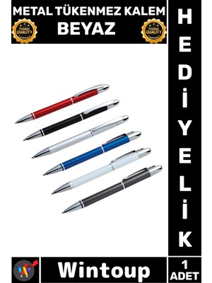 Wintoup #kalem Şık Lüks Ofis Hediyesi Ergonomik Tasarım Kaliteli Kurumsal Stil Metal Tükenmez Kalem Beyaz