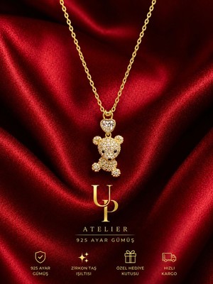 Up Atelier 925 Ayar Gümüş Bear Gold Model Kolye