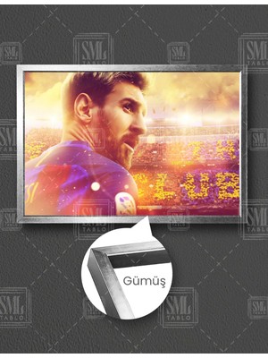 SML Tablo Lionel Messi Arjantin Barselona Futbol Yatay Çerçeveli Kanvas Tablo