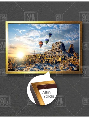 SML Tablo Kapadokya Nevşehir Türkiye Balon Turu Manzara Yatay Çerçeveli Kanvas Tablo