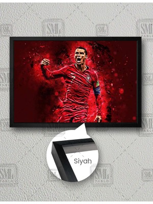 SML Tablo Cristiano Ronaldo Futbol Portekiz Cr7 Art Yatay Çerçeveli Kanvas Tablo