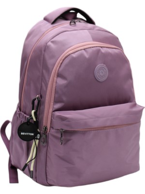 Bevitton Su Geçirmez Kumaş Okul Çantası Moden Unisex Mürdüm Renk Okul Sırt Çantası 2200