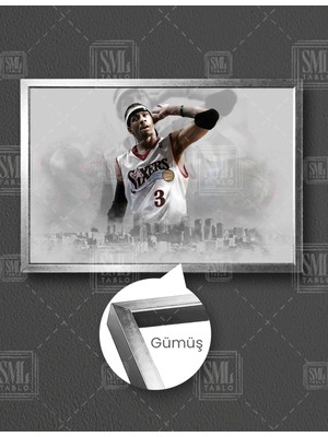 SML Tablo Allen Iverson Basketbol Nba Soyut Art Dekoratif Yatay Çerçeveli Kanvas Tablo