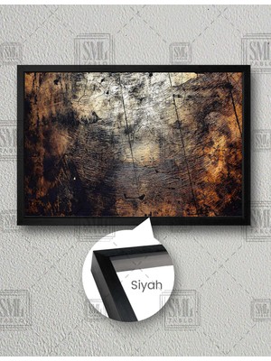 SML Tablo Bakır Renkli Soyut Abstract Sanat Modern Dekor Yatay Çerçeveli Kanvas Tablo