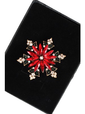 Keeba Kış Rüyası Kar Tanesi Broş Unisex Gold Renkl Kristal Taşlı Erkek Kadın Kar Taneli Yaka Iğnesi Broş