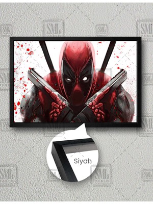 SML Tablo Deadpool Film Sanat Dekorasyon Elinde Silahlar Mafya Dekor Yatay Çerçeveli Kanvas Tablo