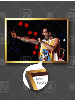 SML Tablo Freddie Mercury Art Müzik Queen Grubu Solisti Konser Görüntüsü Nostalji Yatay Çerçeveli Kanvas Tablo