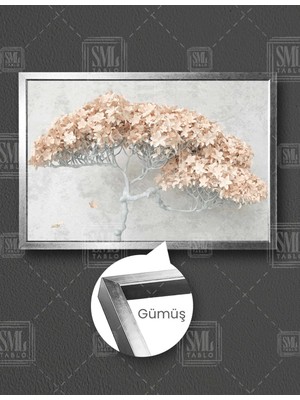 SML Tablo Çiçek Açmış Bonzai Ağacı Modern Sanat Dekor Yatay Çerçeveli Kanvas Tablo