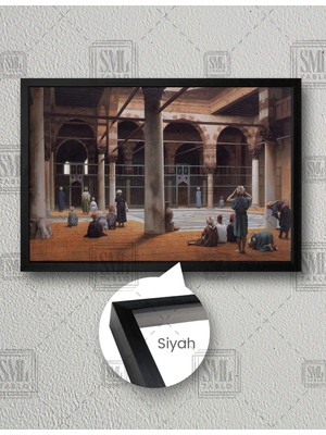 SML Tablo Camide Namaz Kılan Insanlar Modern Çağdaş Sanat Osmanlı Dekor Yatay Çerçeveli Kanvas Tablo
