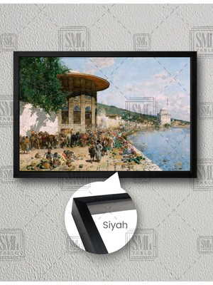 SML Tablo Istanbul Sahil Manzarası Osmanlı Dekor Yatay Çerçeveli Kanvas Tablo