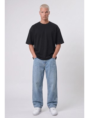 Respire Erkek Basic Oversize T-Shirt Siyah