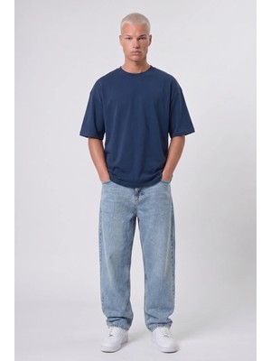 Respire Erkek Basic Oversize T-Shirt Lacivert