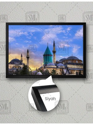 SML Tablo Konya Mevlana Türbesi Gökyüzü Manzara Dekor Yatay Çerçeveli Kanvas Tablo