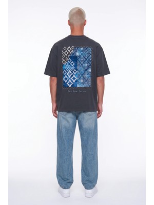 Respire Erkek Ffb Nakış Detaylı Oversize T-Shirt Füme