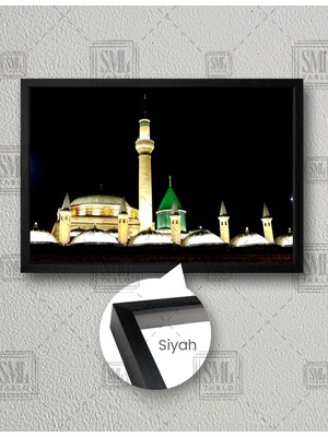 SML Tablo Konya Mevlana Türbesi Konya Doğa Manzara Şehir Gece Işıkları Yatay Çerçeveli Kanvas Tablo