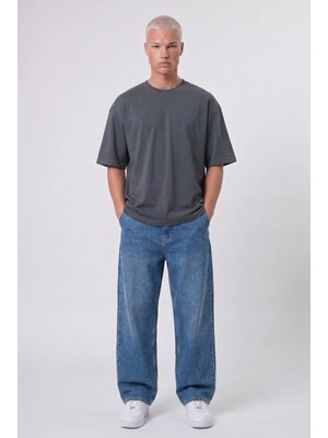 Respire Erkek Basic Oversize T-Shirt Füme