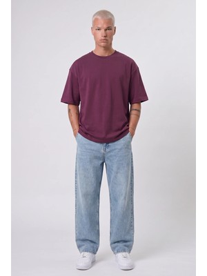Respire Erkek Basic Oversize T-Shirt Vişne