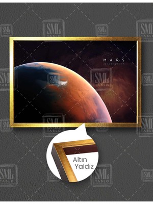 SML Tablo Kızıl Gezegen Mars Uzay Cosmos Kozmoz Dekor Astronot Yatay Çerçeveli Kanvas Tablo