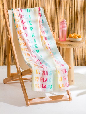 LC Waikiki Lcw Accessorıes Karışık Yazı Baskılı Pamuklu Plaj Havlusu 70X150 cm