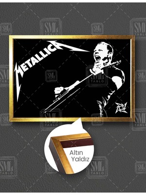 SML Tablo Metallıca Rock Müzik Metalika James Hetfield Gitar Çalarken Yatay Çerçeveli Kanvas Tablo