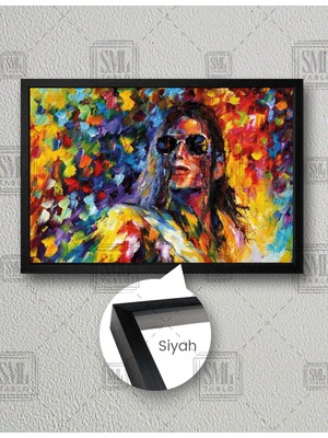 SML Tablo Michael Jackson Siyah Gözlülkü Rengarenk Dekor Müzik Sanat Yatay Çerçeveli Kanvas Tablo