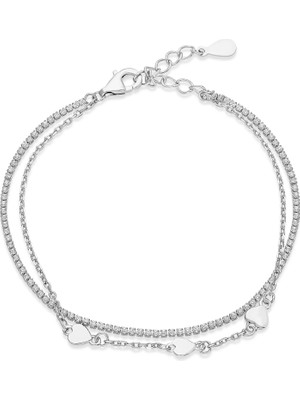 Servi 925 Ayar Love Chain Kalp Figürlü Bileklik