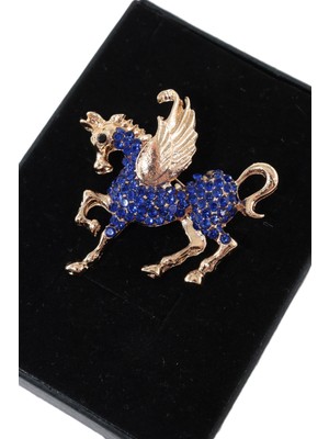 Keeba Özgür Ruhun Ifadesi Efsanevi Kanatlı Pegasus Atı Broş Gold Renkli Taşlı Erkek Kadın Yaka Iğnesi