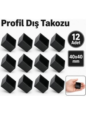 Badem10 (40X40 Mm) Kare Profil Dış Takoz Masa Sandalye Sehpa Tapası Tıpa Papuç Parke Zemin Koruyucu 12 Adet