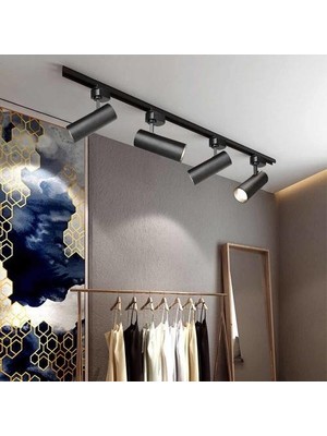 Gold Royal 30W Siyah Kasa Günışığı Ray Spot Seti 4 Adet 1 Metre Ray ile Estetik Aydınlatma