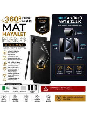 Astakos Honor 90 Lite Uyumlu 360 Derece Mat Hayalet Kendini Onaran Nano Kırılmaz Darbe Emici Ekran Koruyucu