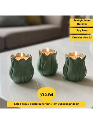 Nigi Store Lale Formlu Bohem 6 Parça Mum Takımı ( 3 Tane Mumluk - 3 Tane Tealight Mum )
