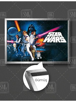 SML Tablo Star Wars Retro Işın Kılıcı Yıldız Savaşaları Dekor Film Sanat Yatay Çerçeveli Kanvas Tablo
