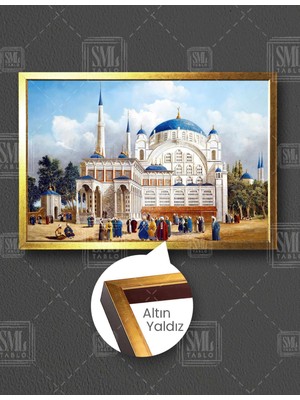 SML Tablo Üsküdar Selimiye Cami Osmanlı Doğa Manzara Yatay Çerçeveli Kanvas Tablo