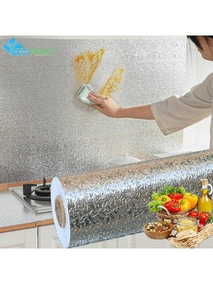 Munico 2 Adet 40CM x 10MT Kendinden Yapışkanlı Yağa Dayanıklı Mutfak Duvar Çıkartması Ateşe Dayanıklı