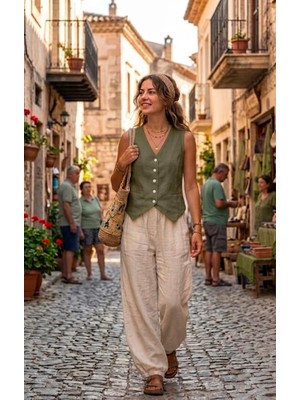 Meltem Collection Pamuk Dokuma Müslin Kadın Yelek