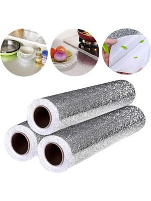Munico 10METRE x 40CM Kendinden Yapışkanlı Mutfak Alüminyum Folyo Çıkartmaları Yağ ve Su Geçirmez