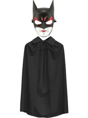 My Best Store Batman Maskesi Cat Woman ve Batman Pelerini 90 cm Siyah Renk Set