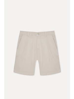 Mudo Erkek Bej Rengi Straight Fit Chino Şort