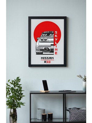 Nissan Skyline R33 Ahşap Çerçeveli Poster Tablo – Jdm Spor Efsanesi