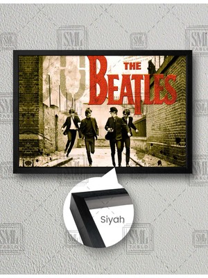 SML Tablo Sokakta Koşan The Beatles Rock Müzik Grubu John Lennon Efsane Müzik Yatay Çerçeveli Kanvas Tablo