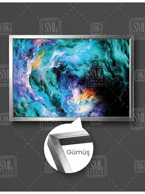 SML Tablo Gökyüzü Uzay Boşluğu Fırtına Sonsuz Yatay Çerçeveli Kanvas Tablo