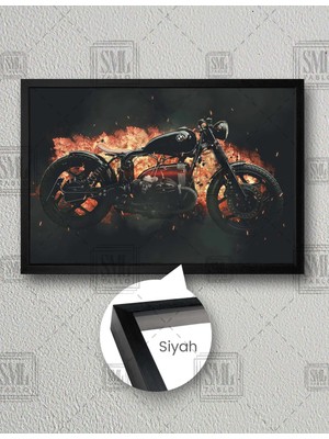 SML Tablo Bmw Motorsiklet Chopper Alev Patlaması Içinde Yatay Çerçeveli Kanvas Tablo