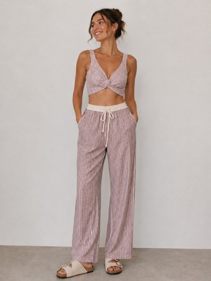 Meltem Collection Çizgili Bağlama Detaylı Müslin Crop