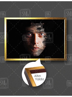 SML Tablo Mr Robot Hacker Işlemci Bilgisayar Parçaları Yüz Silüeti Yatay Çerçeveli Kanvas Tablo