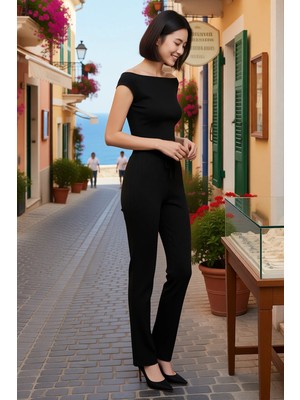 Benerly Kadın Büyük Beden Carmen Yaka Kolsuz Kaşkorse Boru Paça Fitilli Örme Takım Xl Günlük Rahat Modern