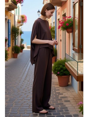 Benerly Kadın Büyük Beden Oversize Asimetrik Kesim Bisiklet Yaka Uzun Kol Silky Interlok %100 Pamuk Rahat