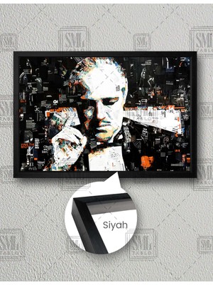 SML Tablo The Godfather Don Corleone Dergi Kolajı Yatay Çerçeveli Kanvas Tablo